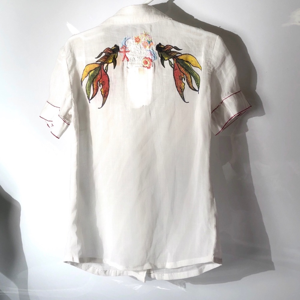Da-Nang Button Down Boho White Blouse NWOT Size 6X